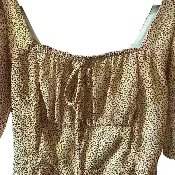 Summer! Sienna Sky Women's XS Black Spotted Midi Dress Puff Sleeve Square Neck - Picture 2 of 10